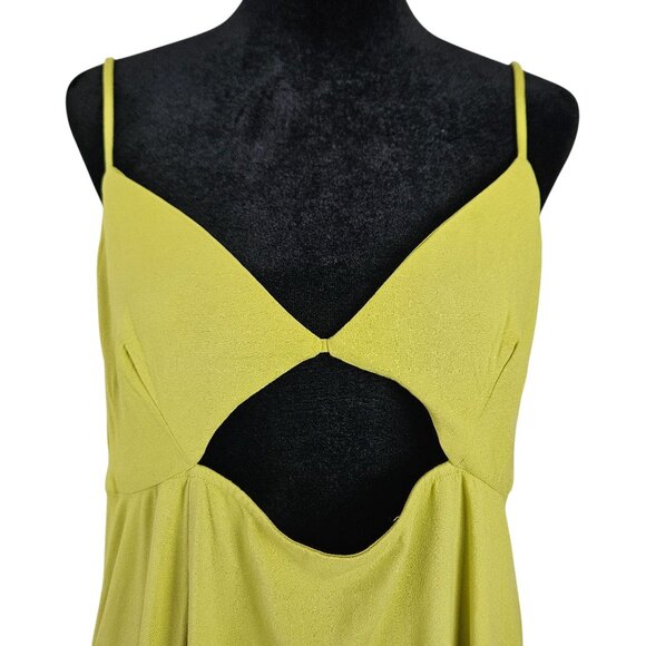 Womens Strappy Lime Green Maxi Dress Size 14 Boho Cut-Out Front & Open Back - Picture 6 of 12